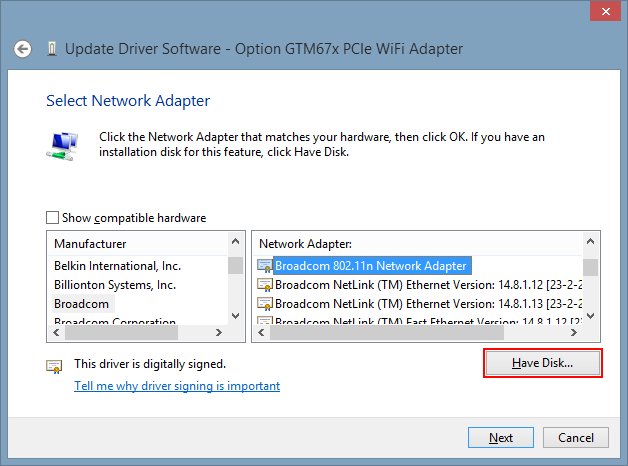 broadcom 802.11n network adapter driver 7.36