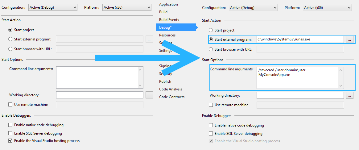 Visual Studio Tip: How to always launch the debugger under a different user  profile